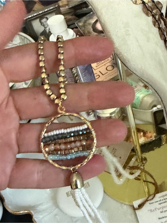 Jewelry - One-of-a-Kind -This handmade Beaded Circle w/Tassel Pendant Saves Lives deduct